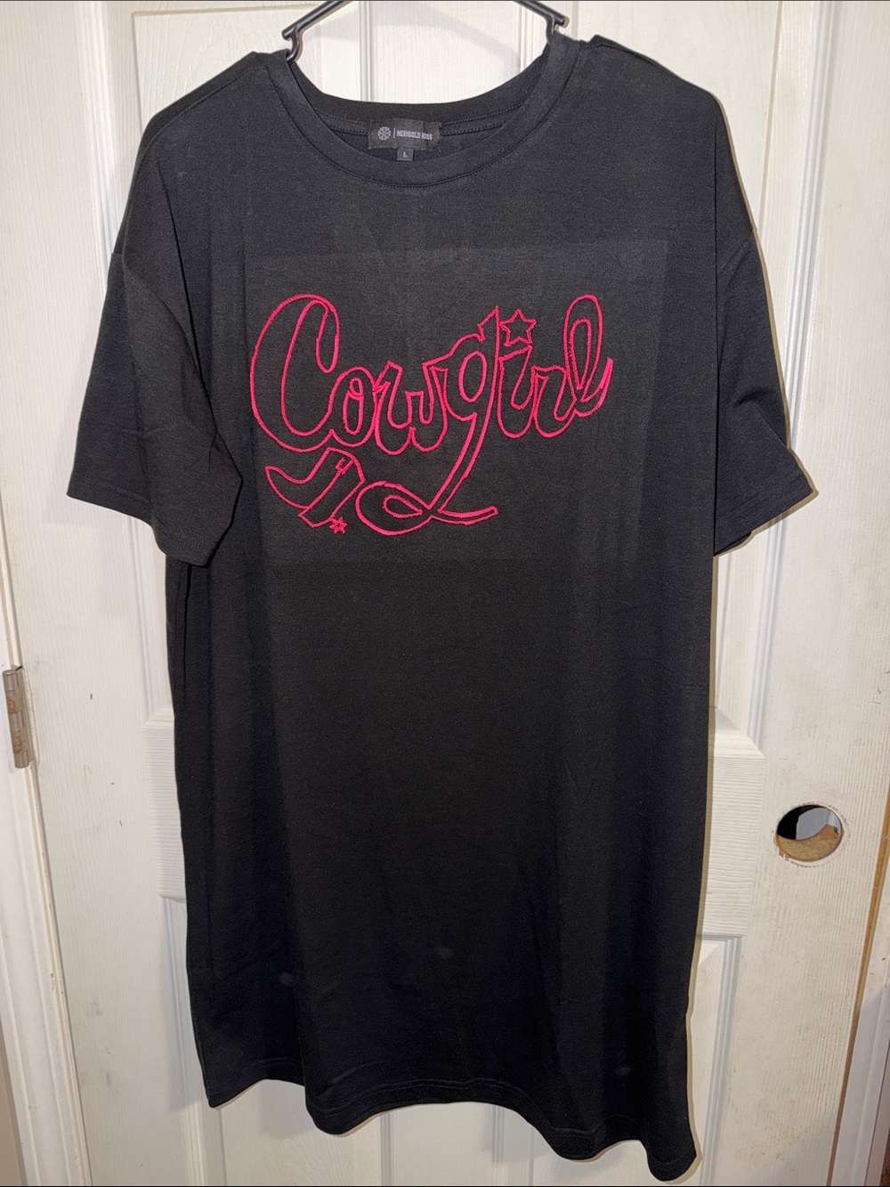 Black Midi Dress with Pink Cowgirl Script